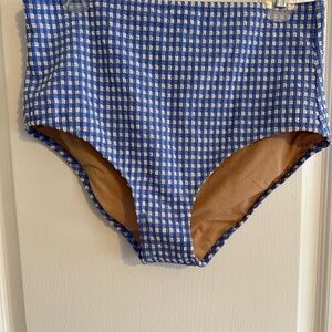 J. Crew Blue and White Gingham Bikini Bottom